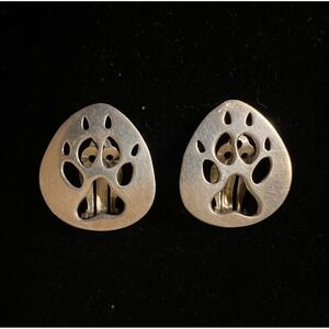 Vintage Southwest Sterling Bear Paw Clip on Earrings